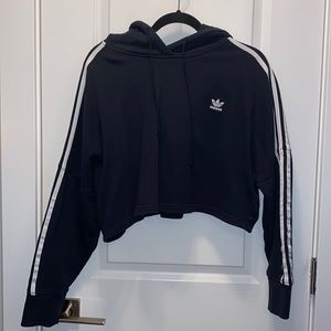 Adidas Three Strip Crop Hoodie